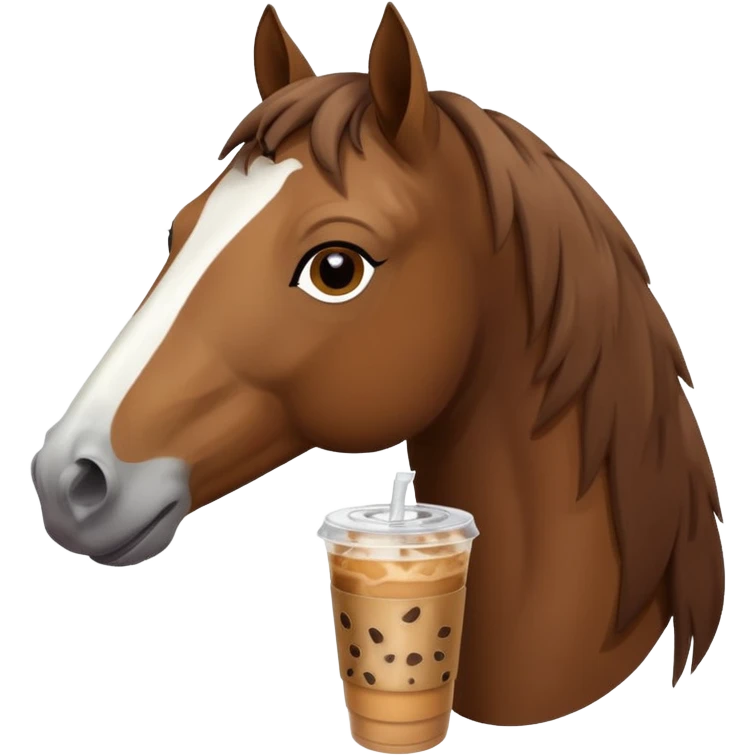 Horse with a iced coffee  emoji