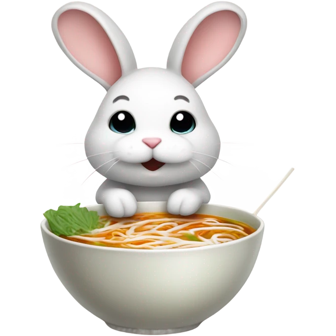 Cute bunny with a bowl of pho emoji