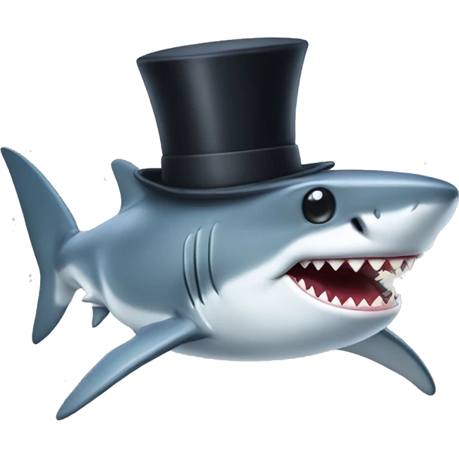 Shark with a top hat emoji