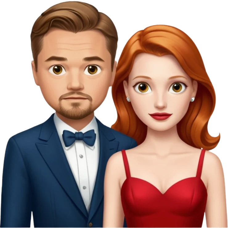 leonardo di caprio and Jessica Chastain in a red dress emoji
