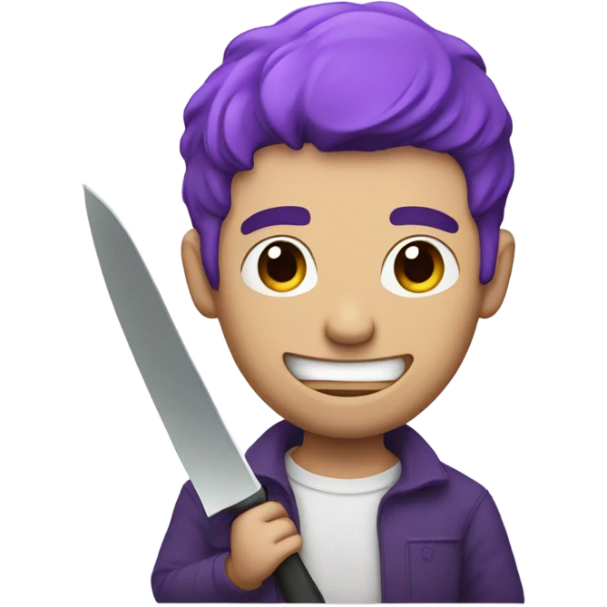 Guy with purple hair holding a knife emoji