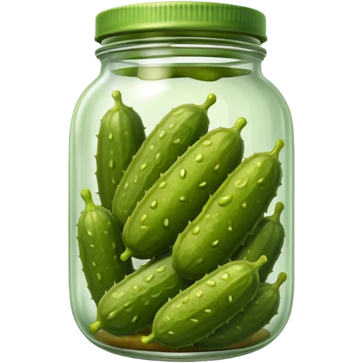 one single pickle inside a glass jar emoji