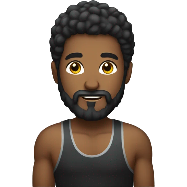 Hombre negro con  barba entrenando emoji