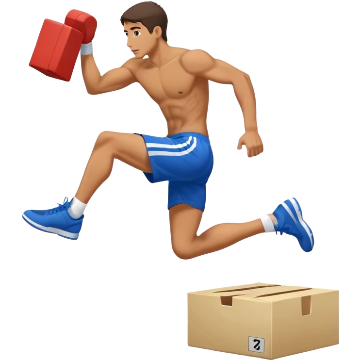 man in blue shorts box-jump exercise side-view emoji