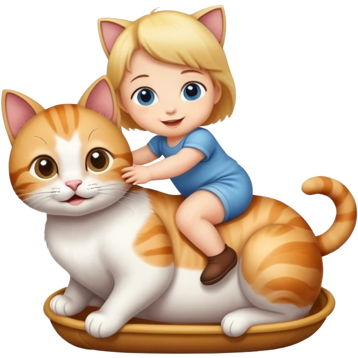 baby ıs rıdıng a cat emoji