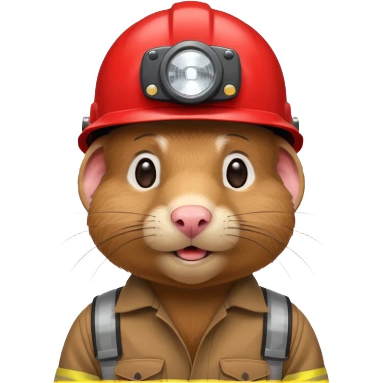 a mole rat, red helmet, headlamp, worker cloth emoji