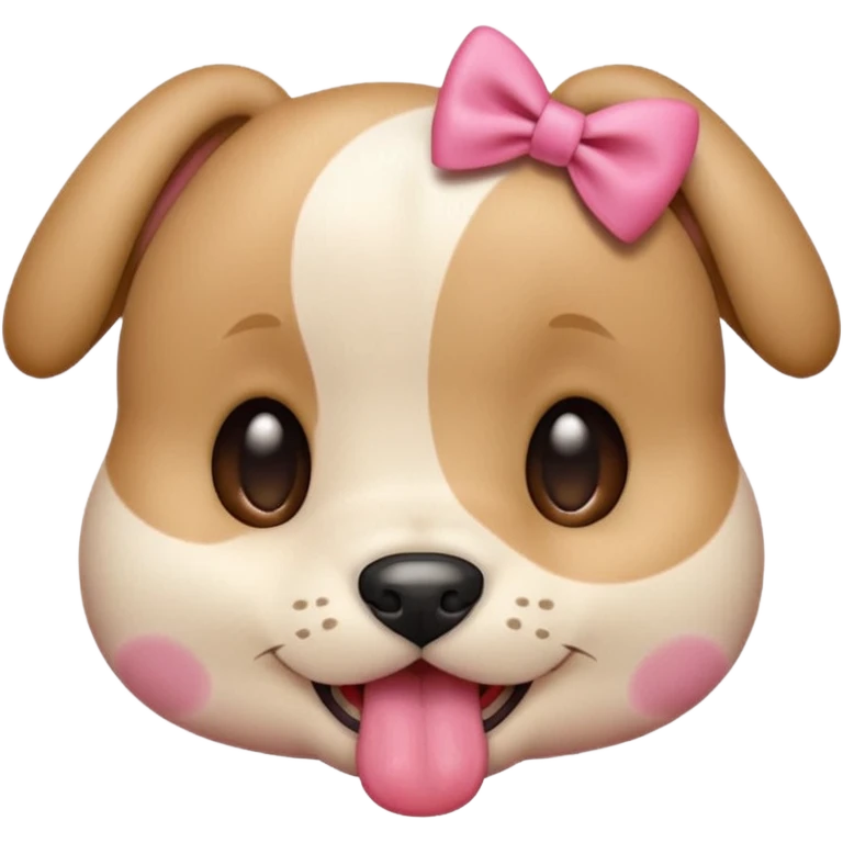 This puppy HEAD 🐶 with a pink bow and tongue out, please in apple ios emoji stylem not fluffy!! Not white, not hairy!  emoji
