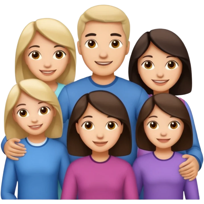Light skin Hispanic family of 6 mom, dad, two 20 yr old daughters, 20 year old son, and 10 year old daughter emoji