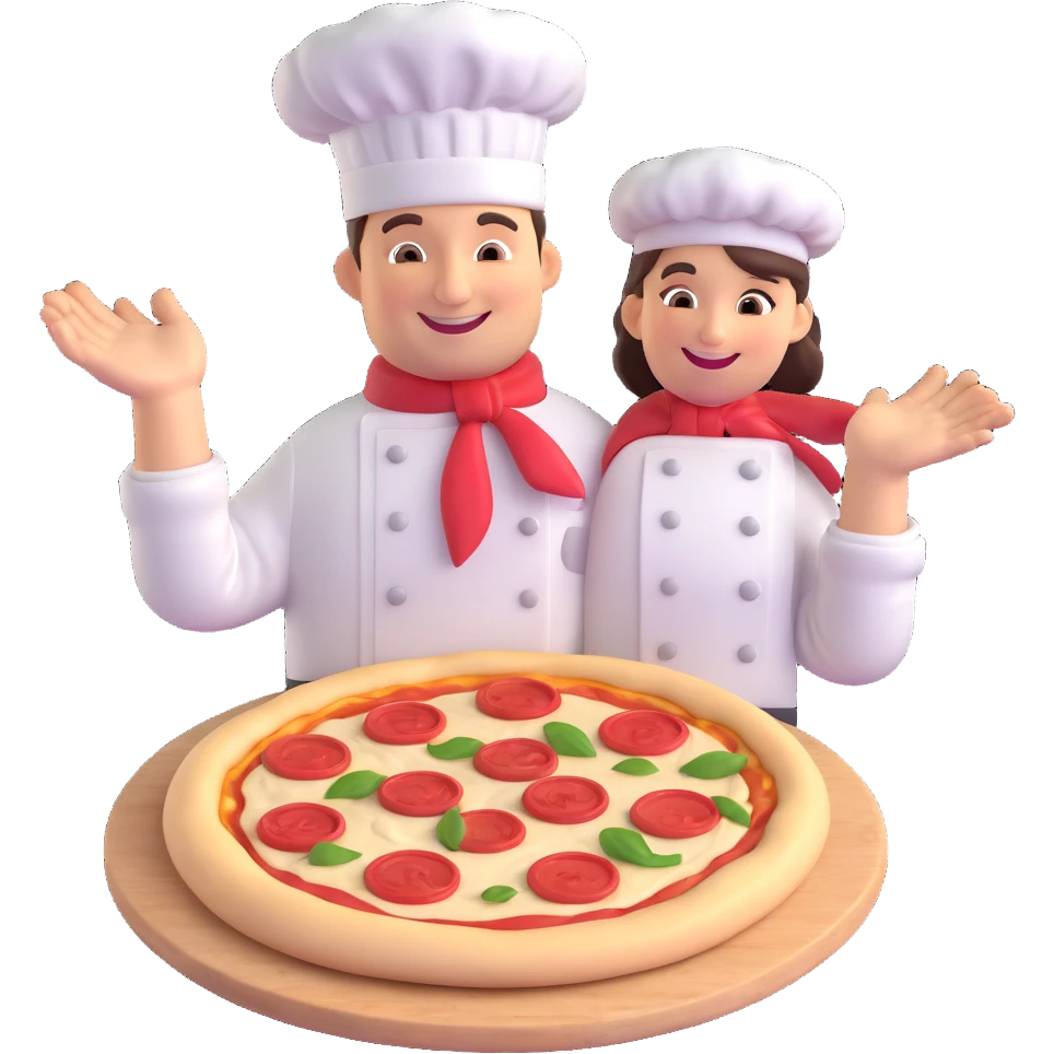 smiling Italian chef spinning pizza dough emoji