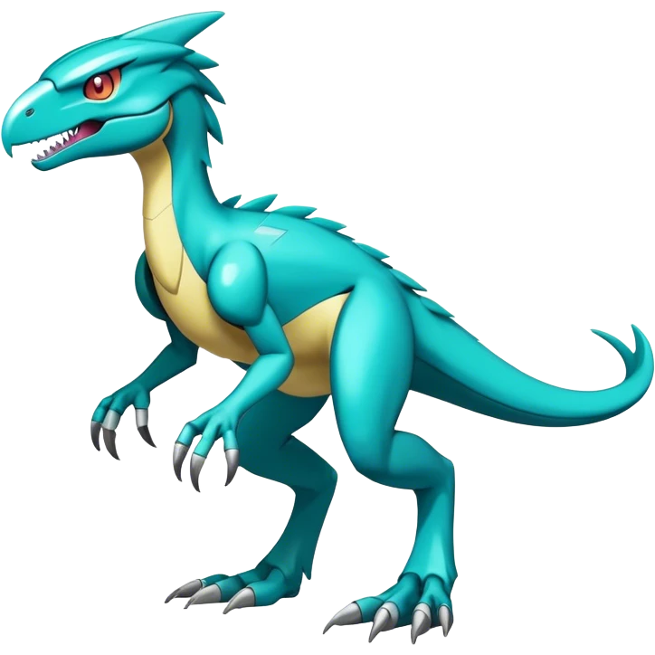 Shiny Futuristic Fakemon-Pokemon-Digimon-Spectrobes-Raptor-fusion, full body emoji