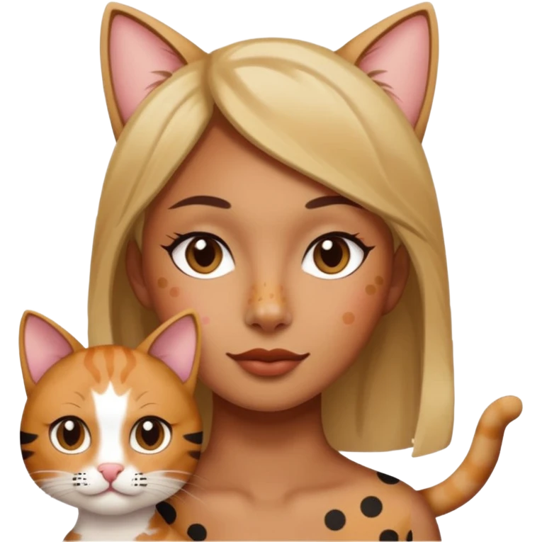 polka dots human body and cat face emoji