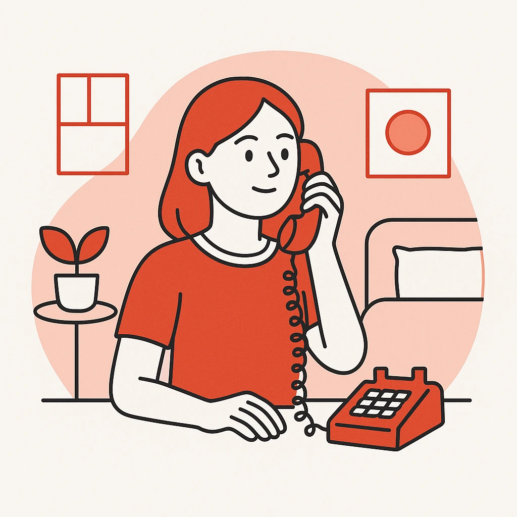 girl talking on telephone in her room emoji