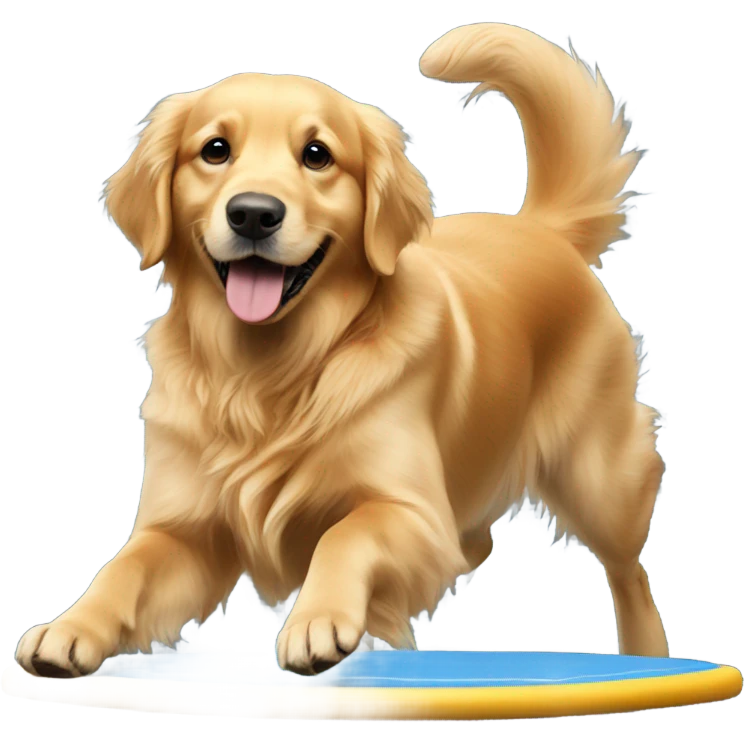 Golden retriever on a trampoline emoji