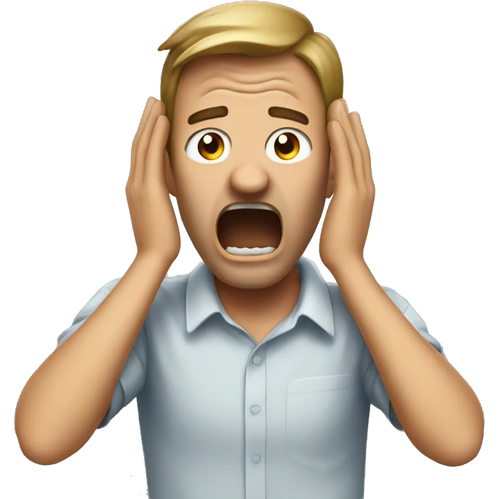 man covering ears screaming emoji
