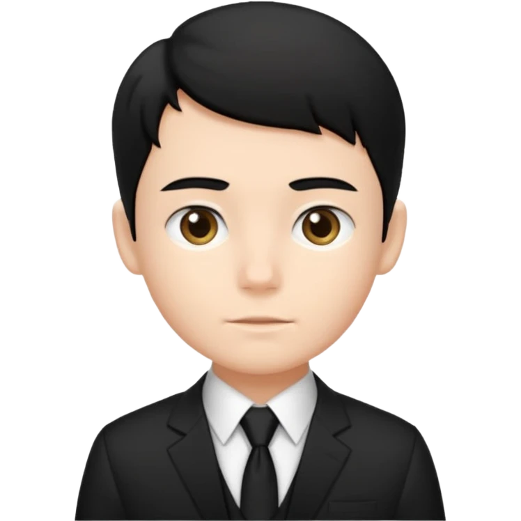 Chico con pelo negro, camisa negra y una corbata blanca emoji