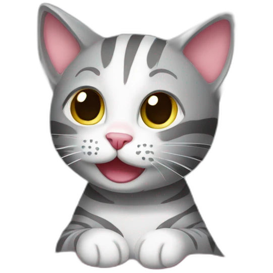 grey stripes cat playing with pink clew emoji