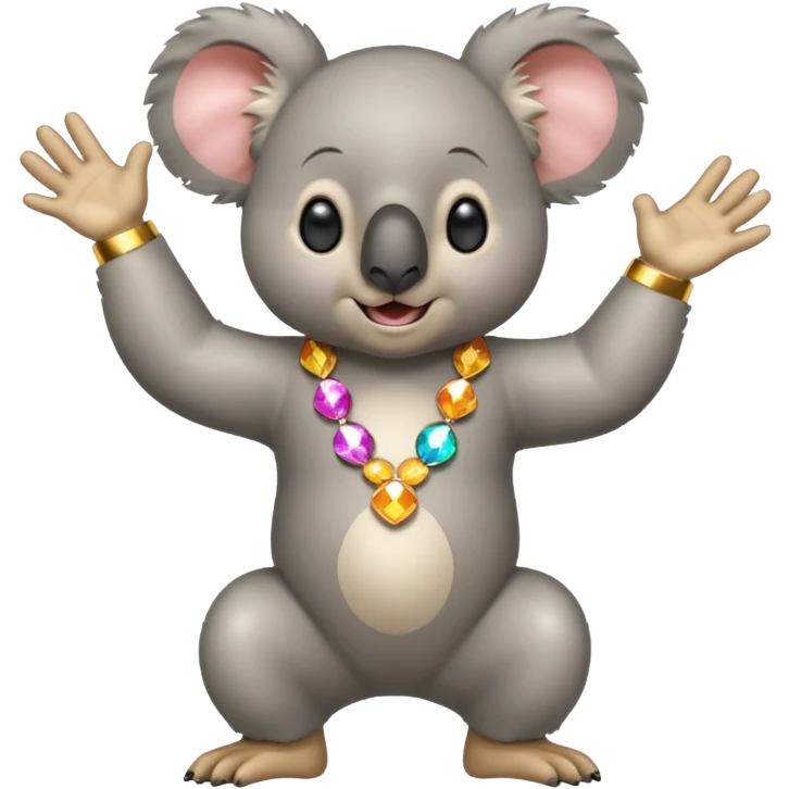 A koala in disco clothes, dancing enthusiastically, portrait, bust up emoji