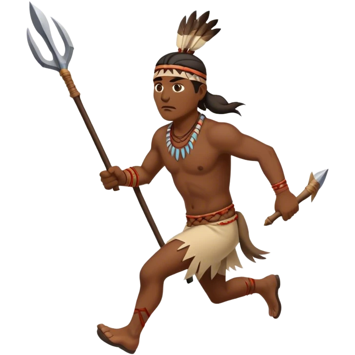 american Indian running and holding hunting spear in one hand emoji