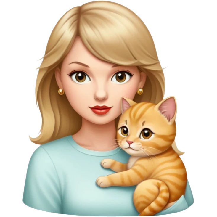 Taylor swift with a baby golden cat emoji