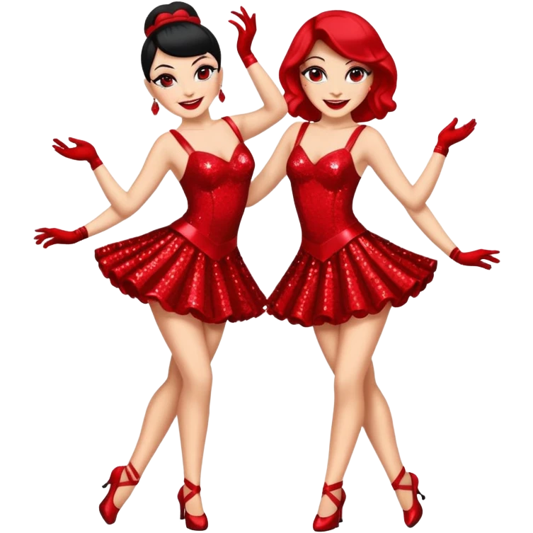 cabaret dancers in red emoji