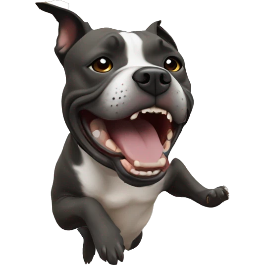Staffordshire bull terrier crashing through a wall emoji