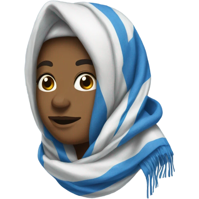 Throstle wearing a blue an white scarf emoji