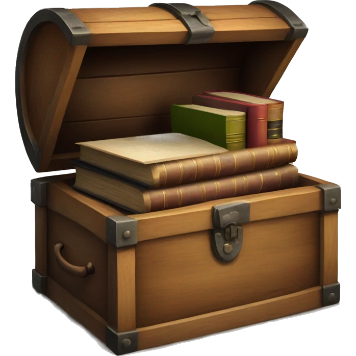open vintage chest with old books inside  emoji