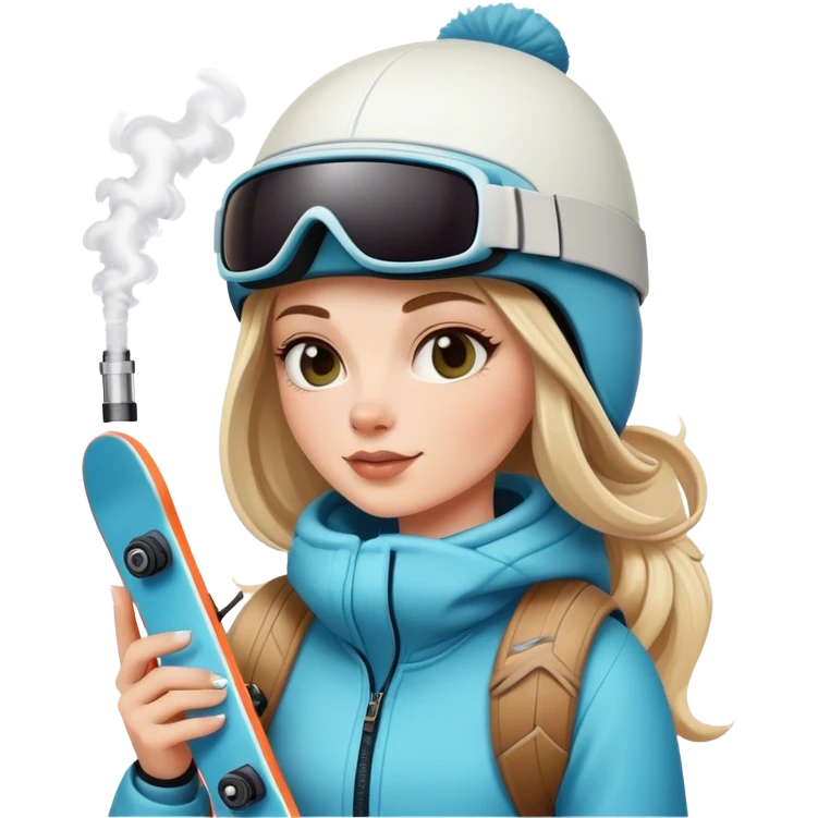 Snowboarding white girl holding a vape emoji
