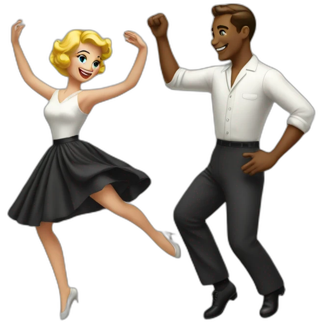 White couple dancing 50s emoji