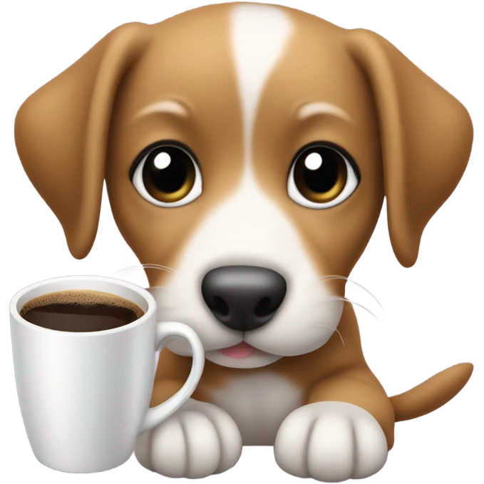 puppy drinking a coffee  emoji