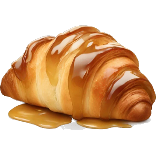 Almond croissant with a caramel syrup on it emoji