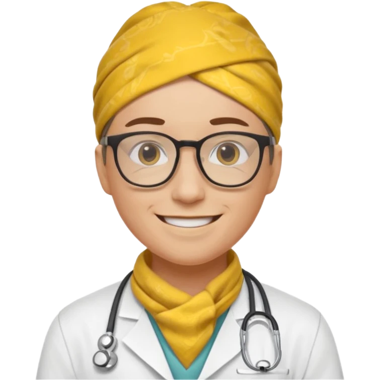 glasses doctor with yellow bandanna emoji