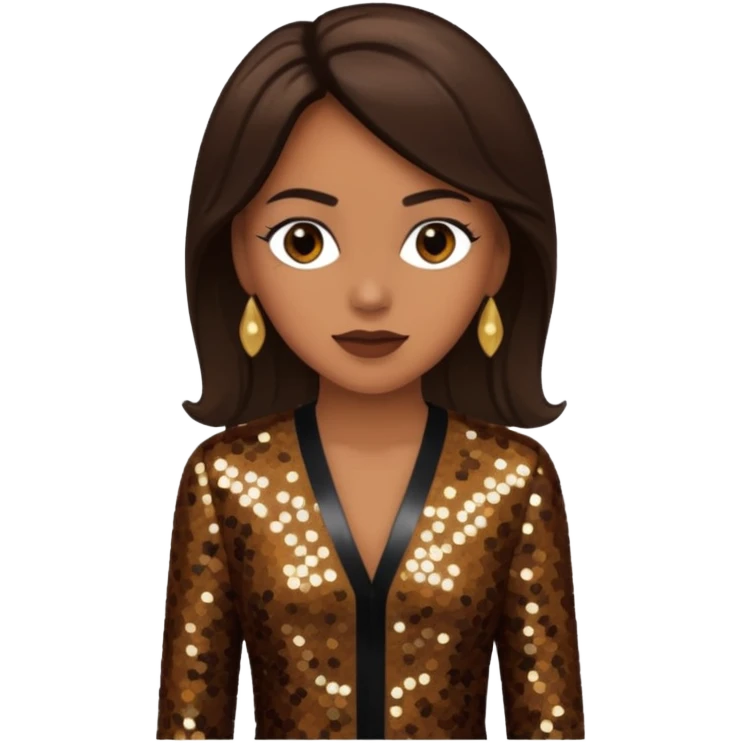 Cindy Herron from En Vogue with tan skin, long dark brown black sequin outfit emoji