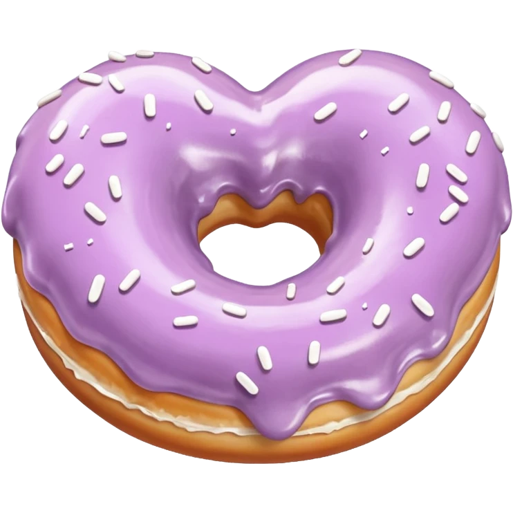 Realistic isolated heart shaped donut with pale lilac & glaze. emoji