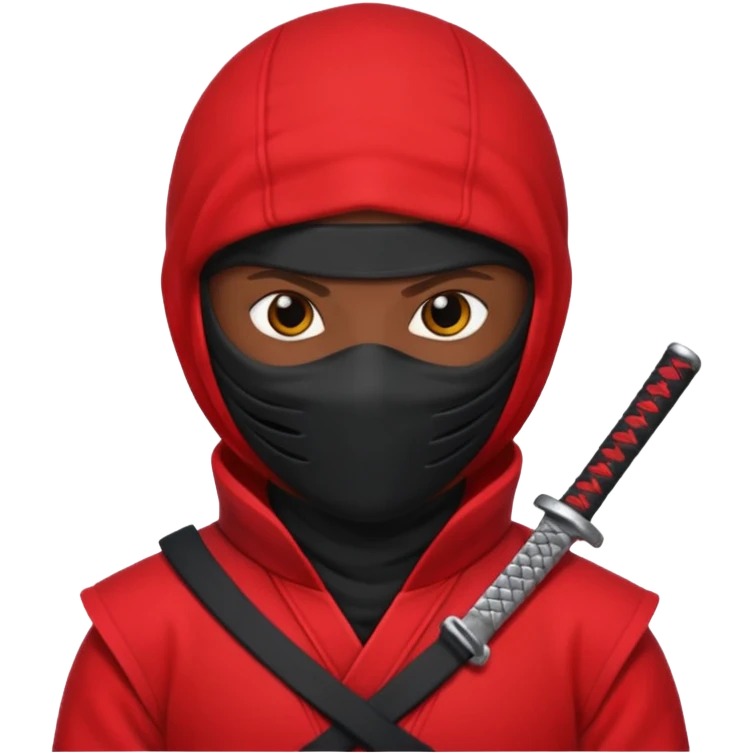 black skin ninja red clothes white background emoji