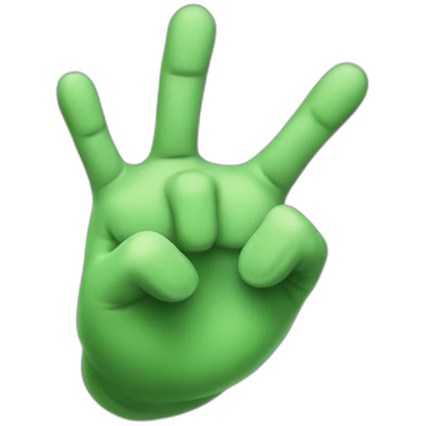 green grogu hand with 3 fingers emoji