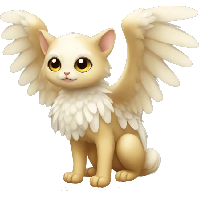 shy cute winged animal hybrid full body emoji