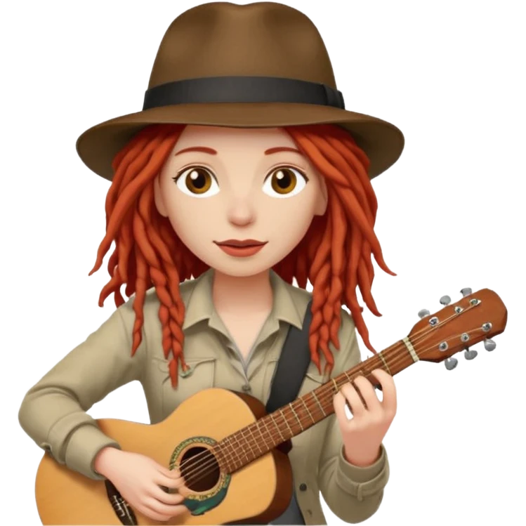 female red haired Musician with dreadlocks and fedora emoji