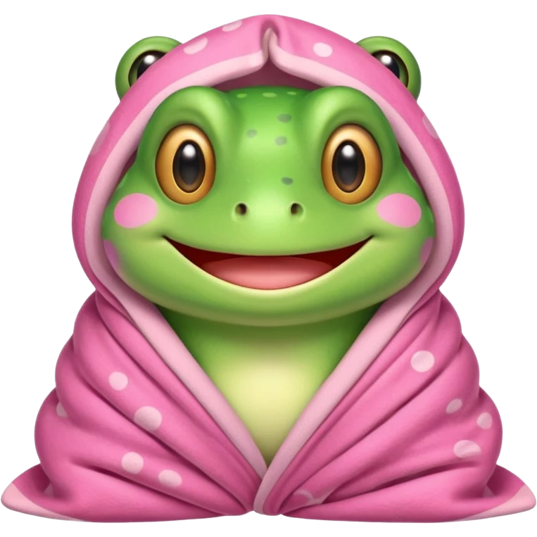 Cute kawaii Frog in a pink blanket emoji