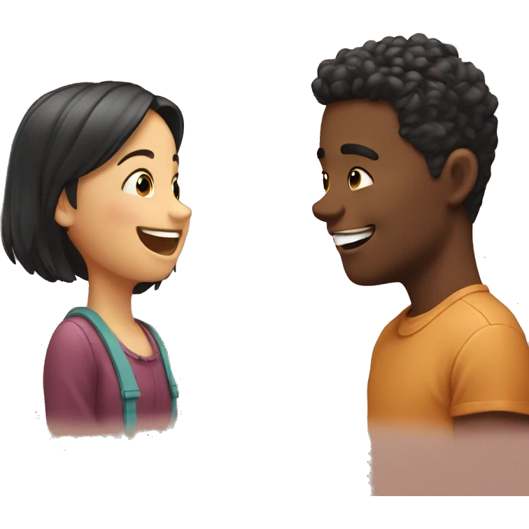 happy boy and girl friend sharing a moment emoji