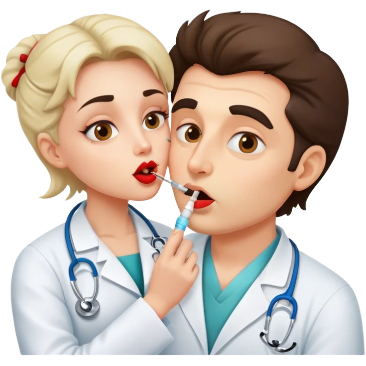 crazy doctor with injections kissing emoji