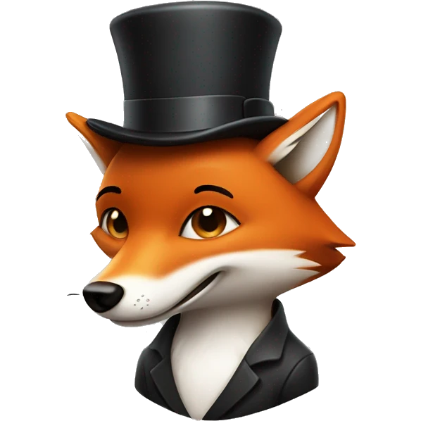 Winking fox emoji wearing a bowler hat emoji