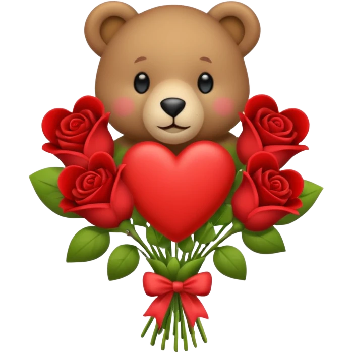 Ours avec un bouquet de cœurs  emoji