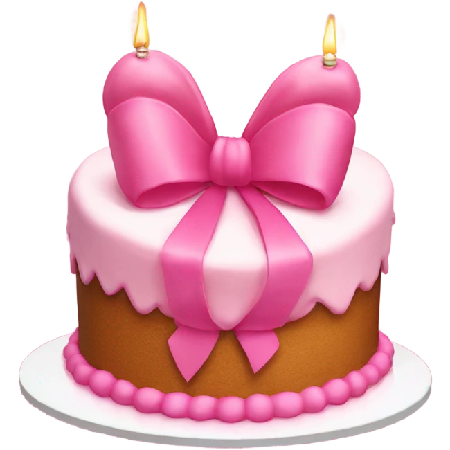 Heart shaped birthday cake with a huge pink bow emoji