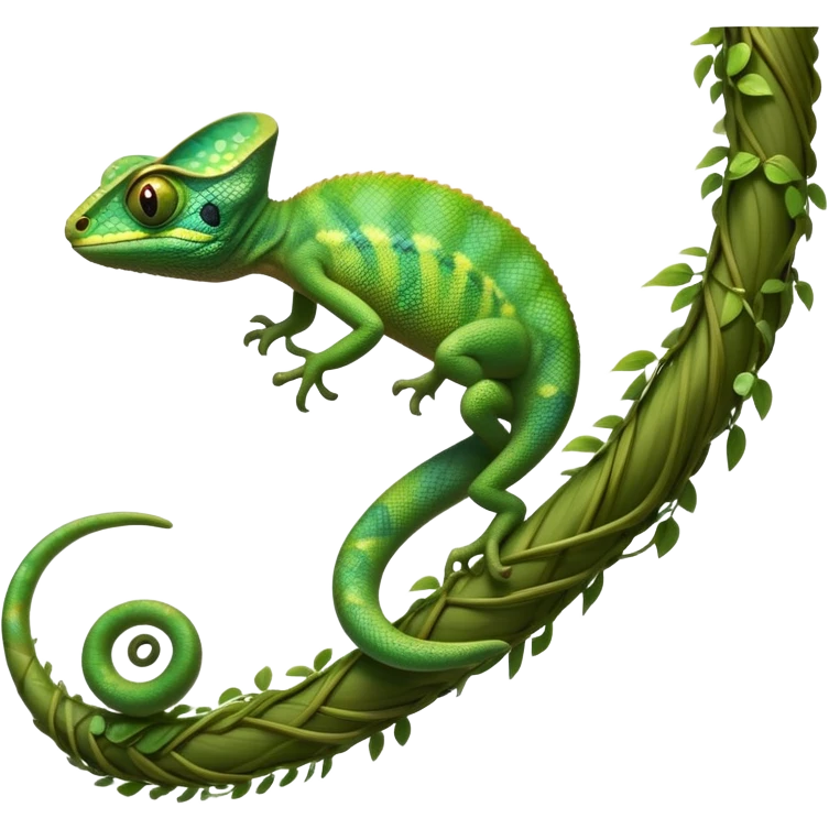 cinematic-chameleon-realistic-full-body-climbing-emoji,-slender-body-gripping-a-twisting-vine-with-prehensile-feet,-scaly-green-skin-shifting-shades-with-its-environment,-large-bulging-eyes-rotating-independently,-delicate-coiled-tail-curling-behind,-long-tongue-slightly-protruding-as-if-ready-to-strike,-simplified-yet-realistic-focused-features,-highly-detailed,-glowing-with-an-ethereal-forest-light emoji