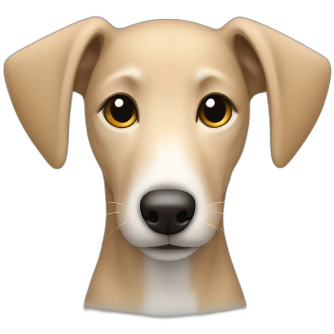 beige lurcher puppy with heart emoji