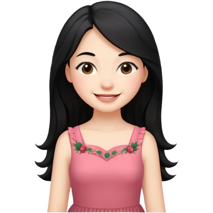 Long black hair girl wearing a dress being a girly girl  emoji