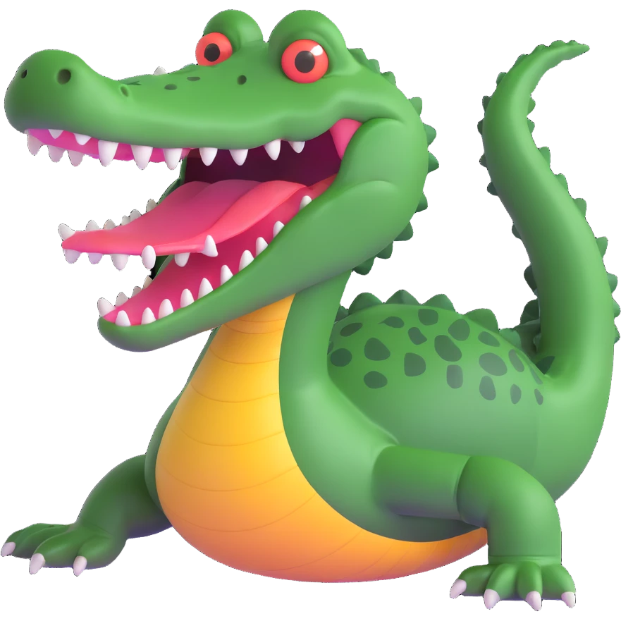 drunk crocodile with spinning eyes emoji