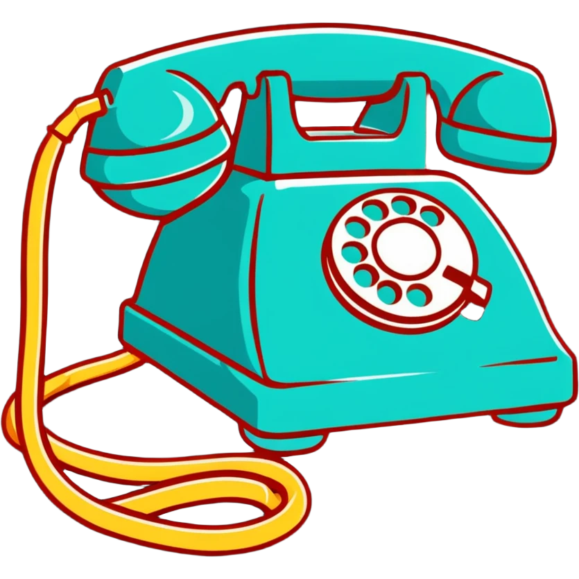 A retro corded telephone with spiral cord connecting handset to base emoji