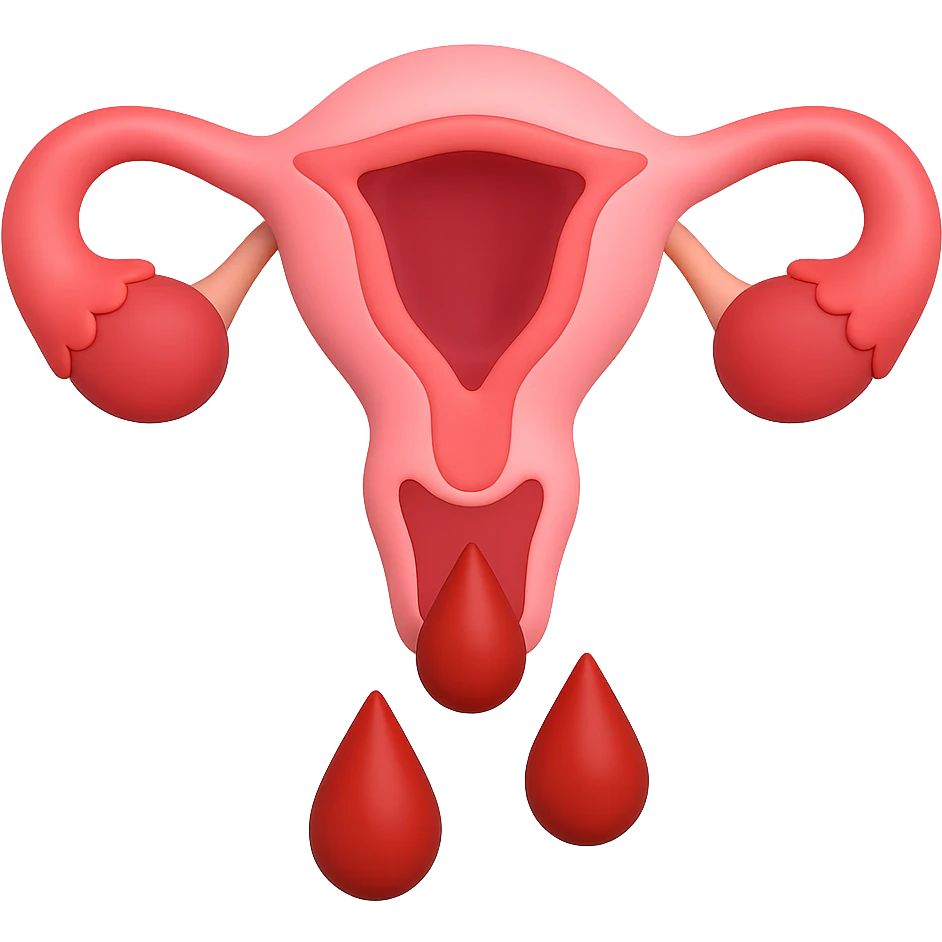 Create an emoji of a uterus with blood coming out, matching the reference image. The style should resemble Apple 3D emojis with a transparent background. Please keep the look similar to Apple 3D style. emoji